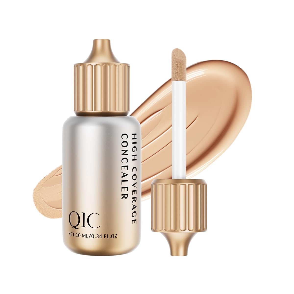 QIC Under Eye Concealer  Hydrating Concealer Full Coverage for Dark Circles, Spots, Acne & Blemishes Delivers A Satin Finish, L