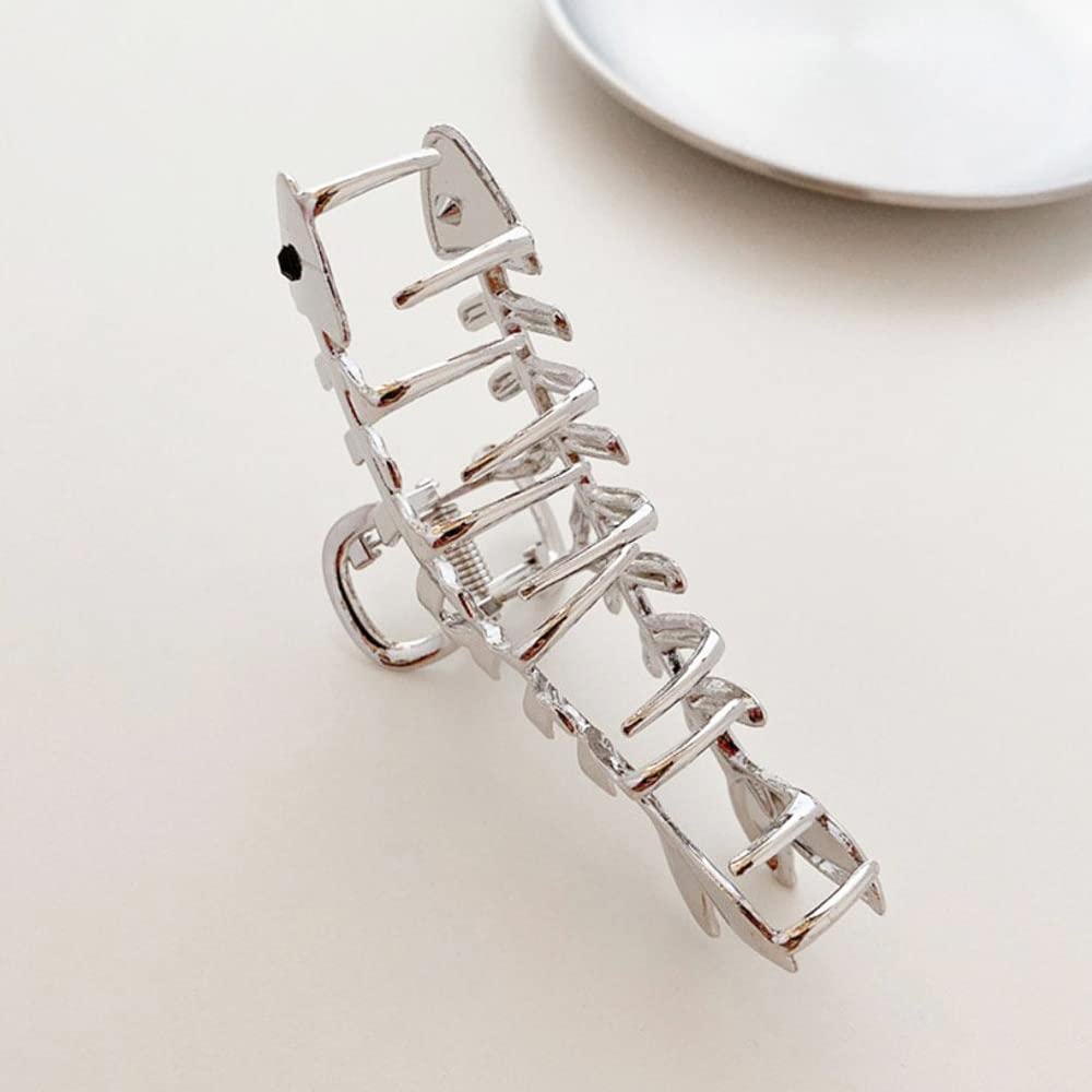 Metal Silver Fish Bone Shape Hairpins - Elegant Fishbone Hair Clips, Clamps, And Jaw Clamps For Thick Or Thin Hair Styling - Fre