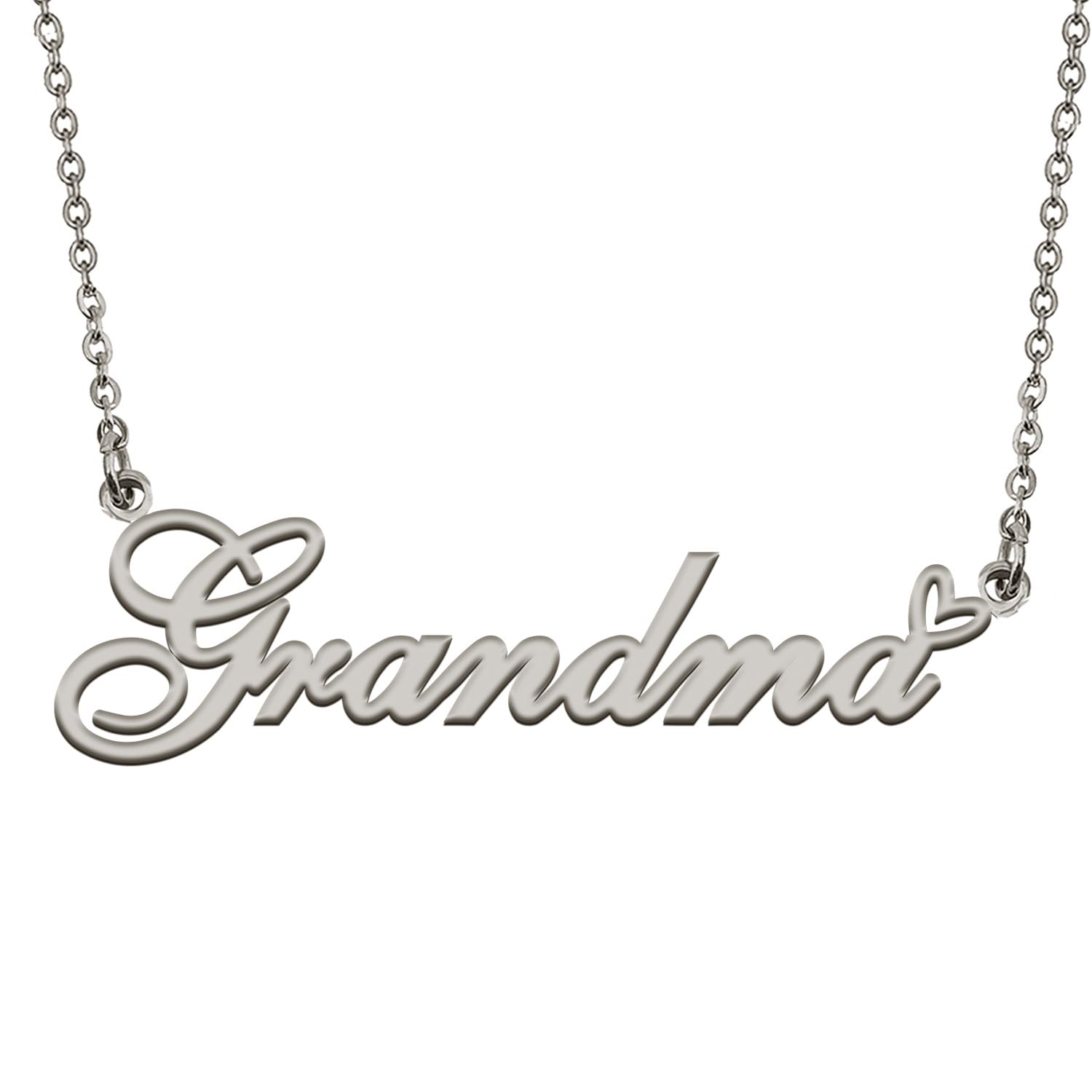 HUAN XUN Silver Pendant Name Necklace Customized Personalized Jewelry Gifts for My Best Friend Grandma Birthday Gift