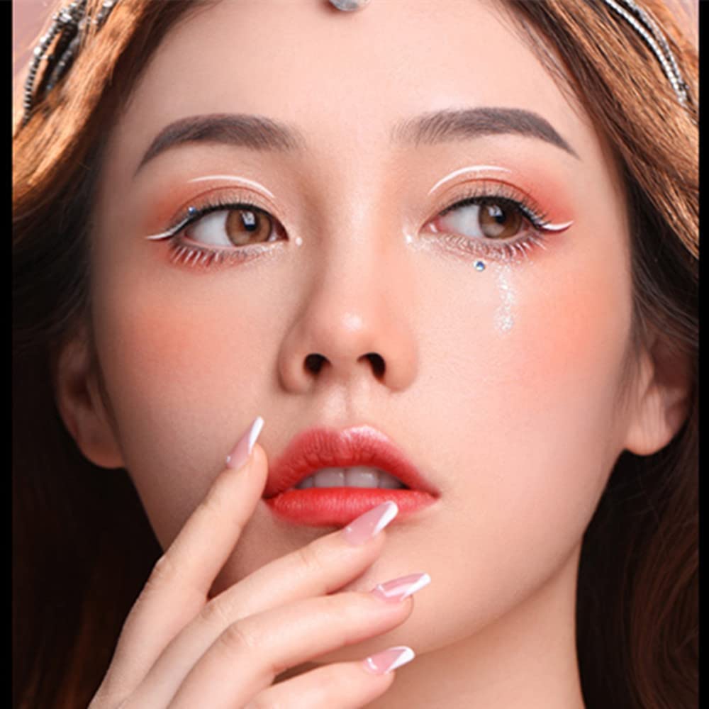Go Ho 12 Pcs White Eyebrow Eyeliner Pencils,White Eyeshadow Makeup Pen,Sweatproof Eye Highlighter Makeup Pencil,Long-Lasting Nic