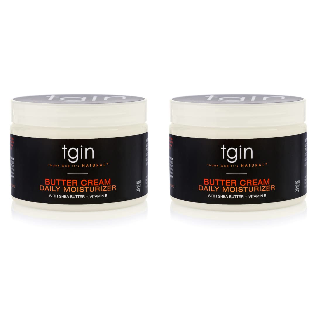 tgin Butter Cream Daily Moisturizer Duo For Natural, Dry, Curly Hair - Type 3c and 4c - Styler - 12 Oz - 2 PACK