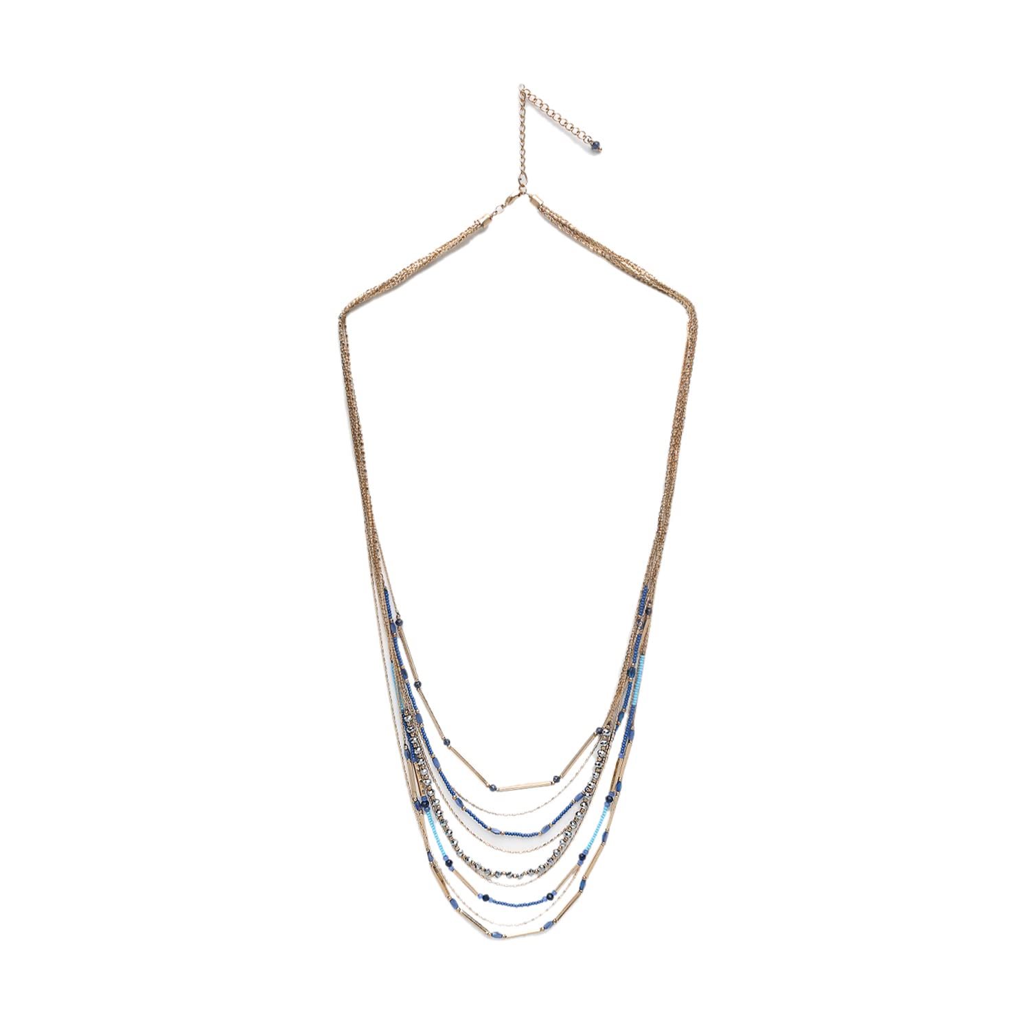 Multi Layered Glass Bead Metal Necklace