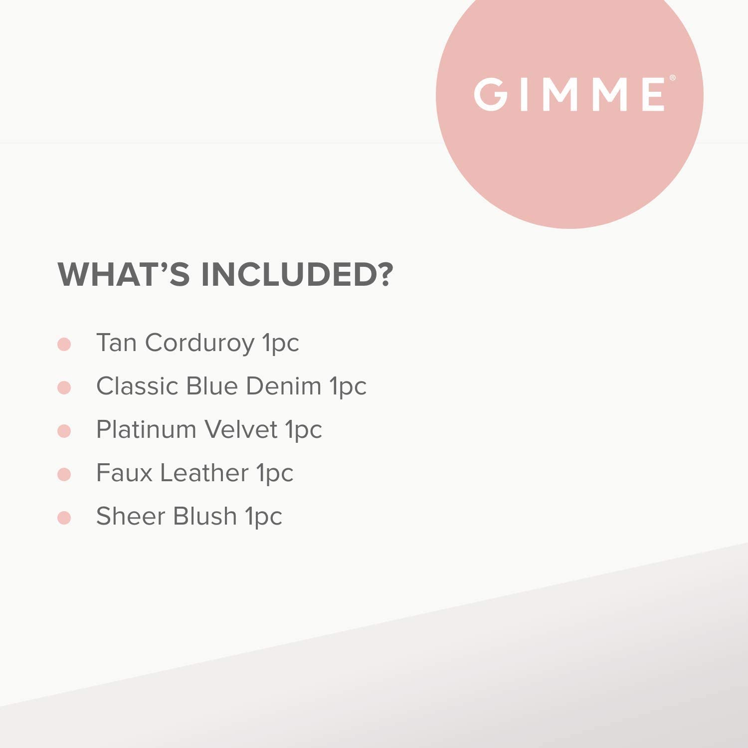 Gimme Beauty - Hair Scrunchies Variety Pack - Denim, Corduroy, Faux Leather, Blush, and Velvet Scrunchies - Gentle All Day Hold
