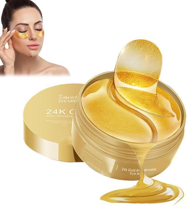 Grill Bump Under Eye Patches For Dark Circles With 24K Gold  Pack Of 60 Hydrogel Gel Pads With Collagen For Reducing Puffiness,