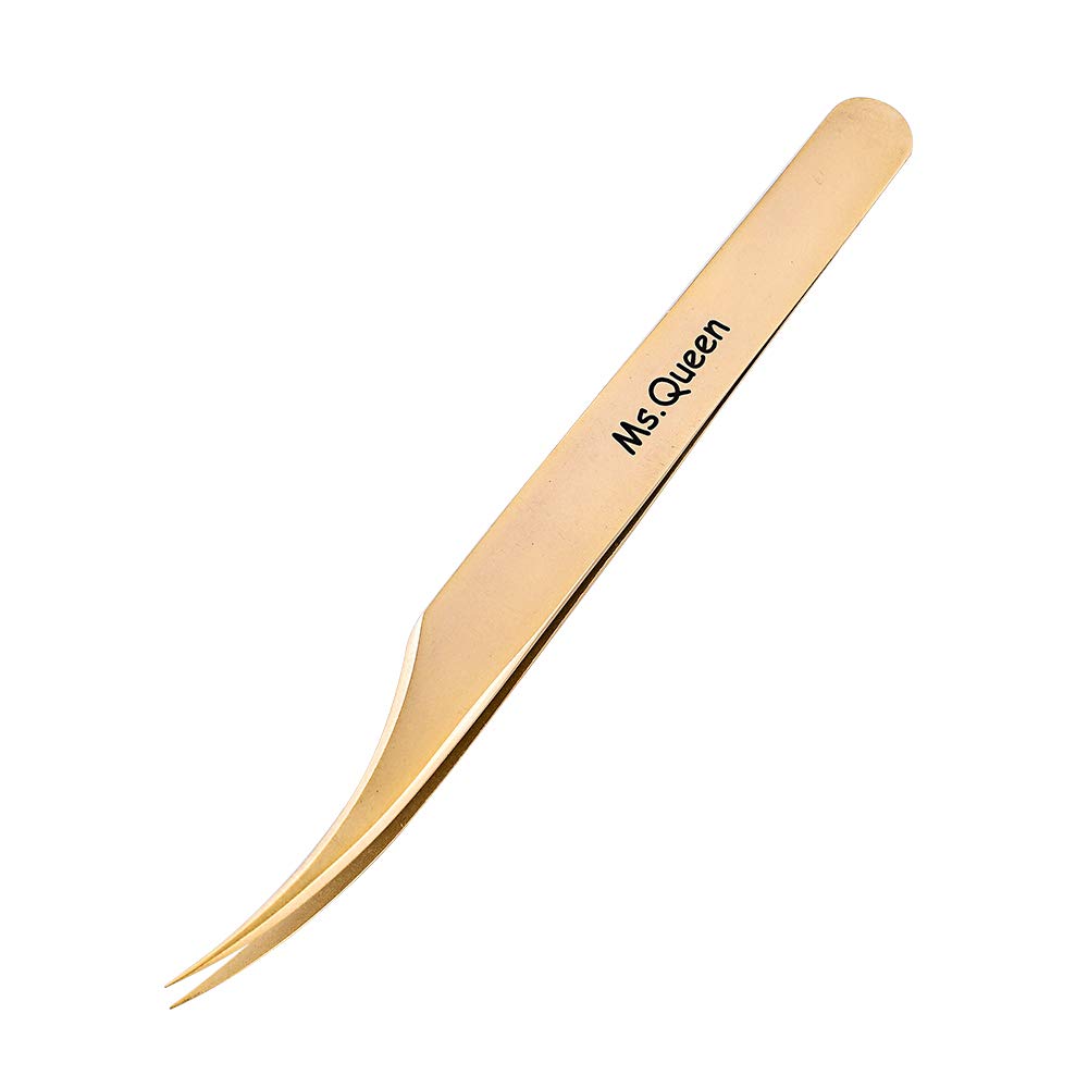Ms.Queen Eyelash Extension Tweezers Set-Precision Tweezers for 2D-6D Volume&Individual False Lashes Extensions with PU Storage C