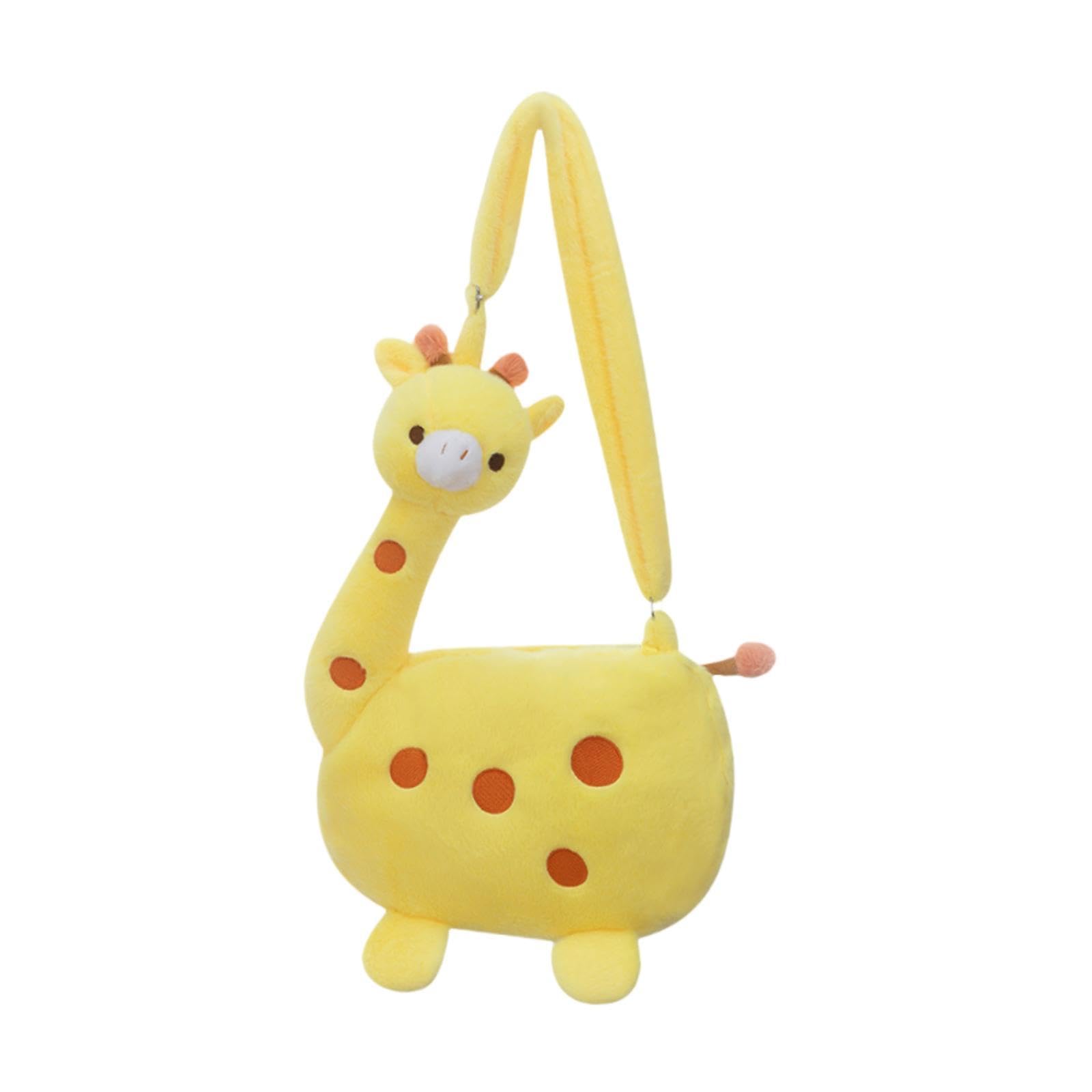 Calandis Cartoon Giraffe Crossbody Bag Pouch Portable Shopping Bag Funny Shoulder Bag Yellow,