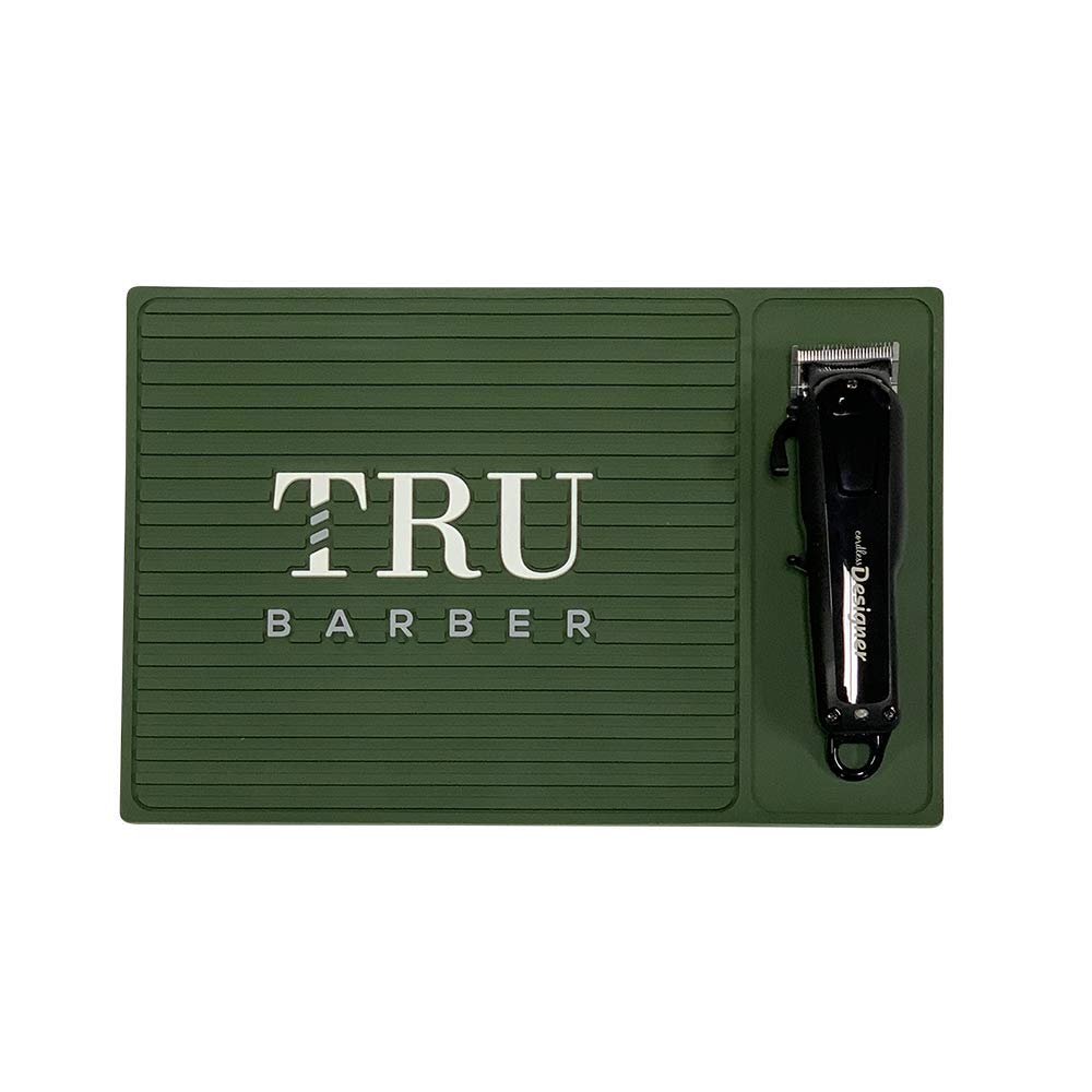 TRU BARBER ORGANIZER MAT 14   X 9    (GREEN) Flexible PVC Station Mat, Professional Mat, Salon and Barbershop work Station pads,
