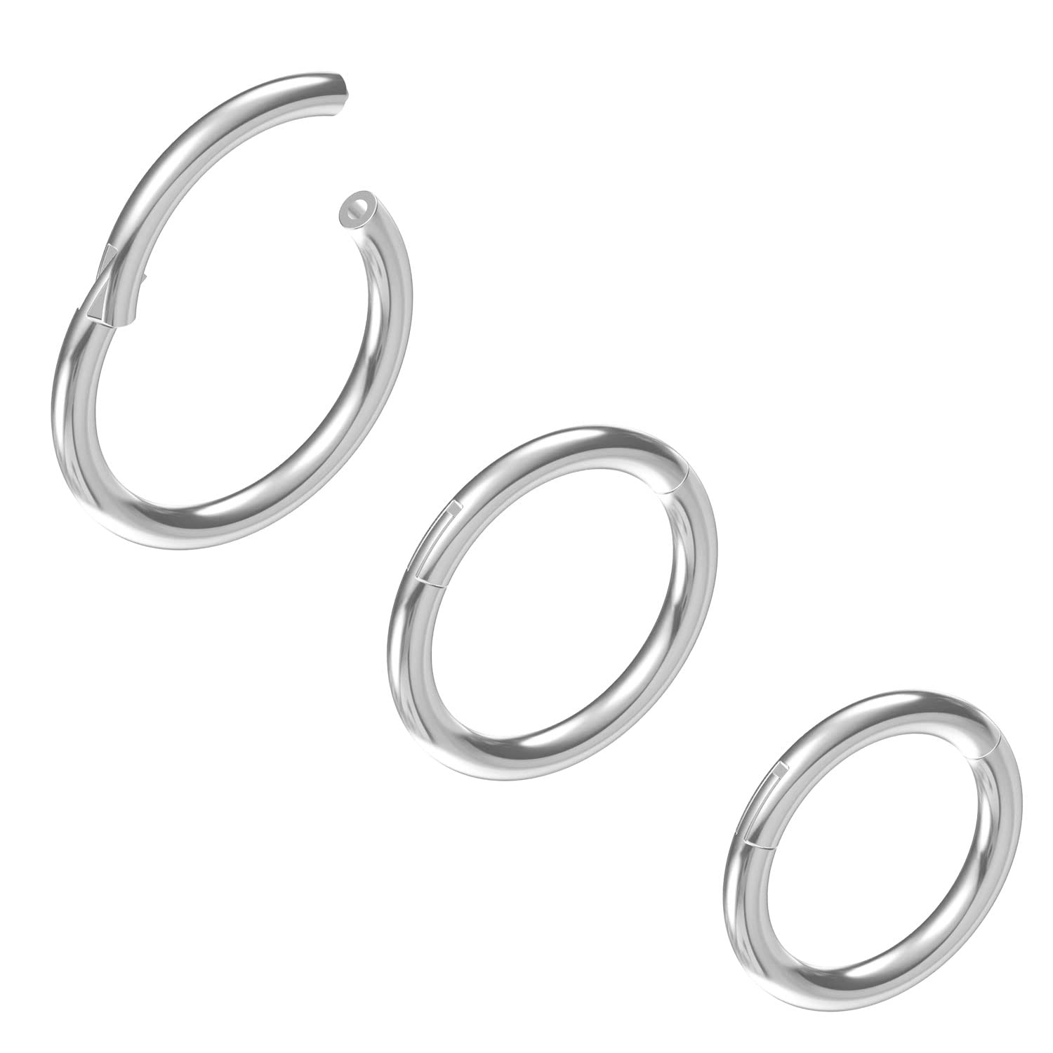 NewkeepsR 3PCS-1.6mm(14 gauge) 316L Steel Septum Hinged Clicker Segment Lip Helix Daith Cartilage Tragus Lobe Snug Rook Orbital 