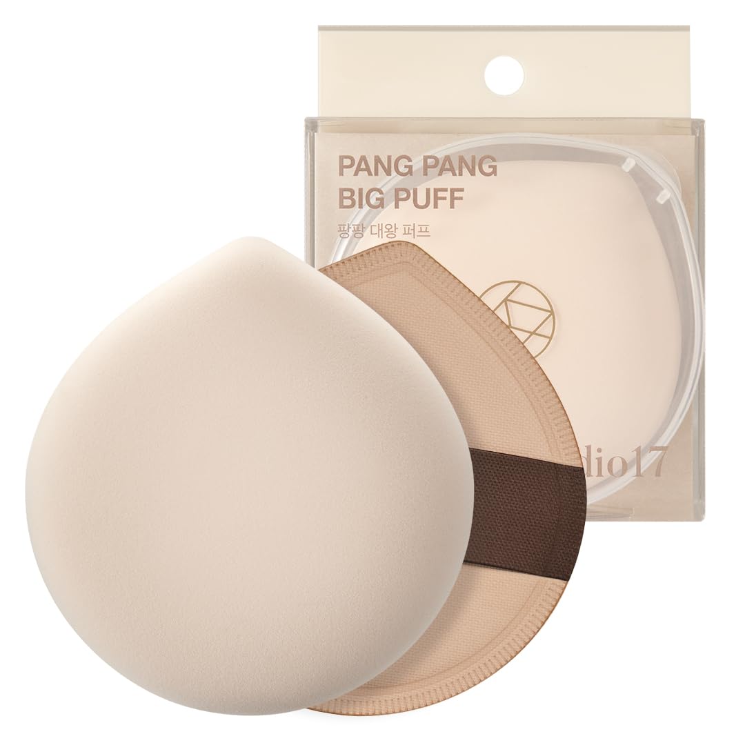 Studio17 Makeup Powder Puff 2.2In Diamater | Korean Olive Young Makeup Sponge Cushion Puff For Foundation And Powder | Fluffy Fo