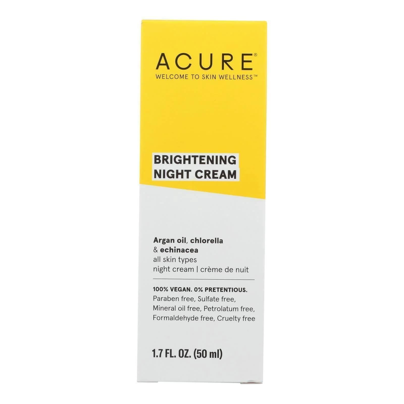 ACURE Brightening Night Cream - Night Time Moisturizer Cream for Face & Neck - 100% Vegan Formula with Argan Oil, Chlorella & Ec
