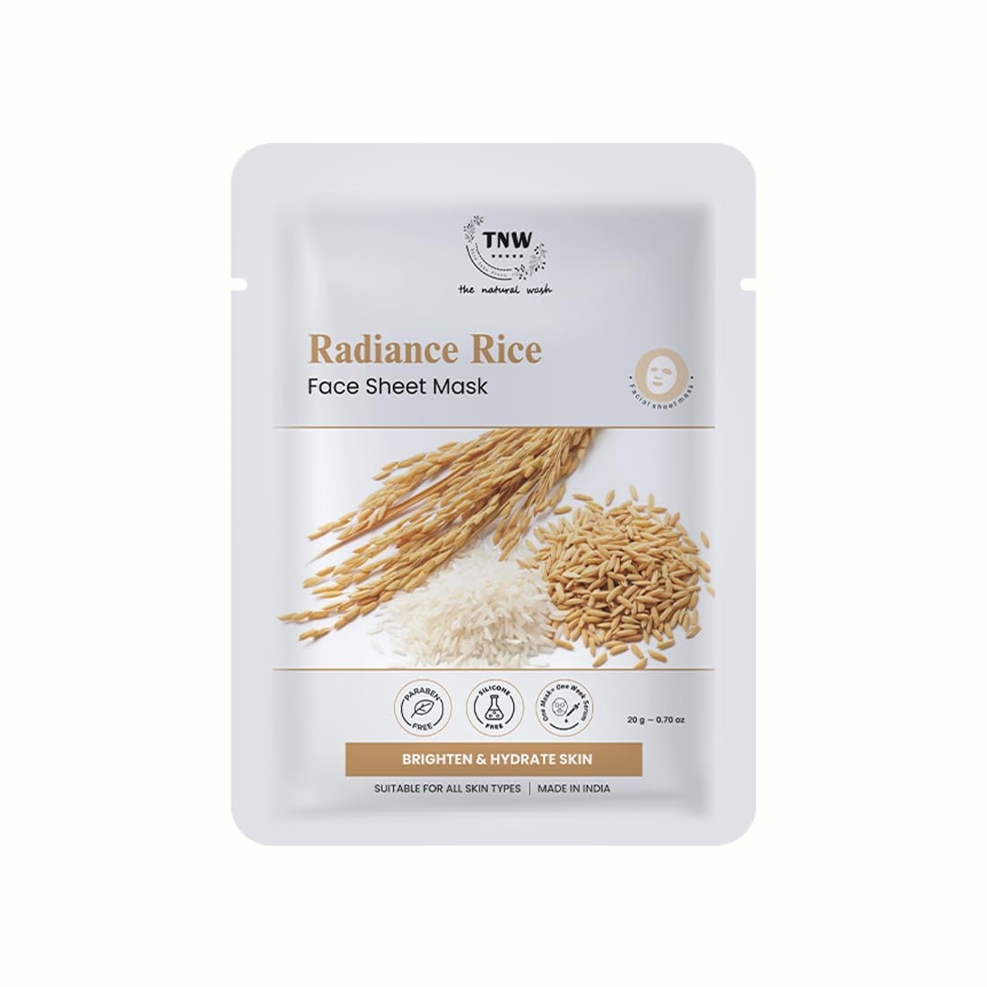 Tnw - The Natural Wash Radiance Rice Face Sheet Mask | Brightening & Hydrating | Enriched With Rice Extracts & Niacinamide | Sui