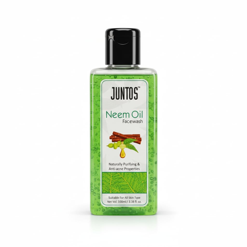 Juntos Neem Oil Face Wash  AntiAcne & Purifying Cleanser For All Skin Types | Removes Dirt, Excess Oil & Impurities | Gentle H