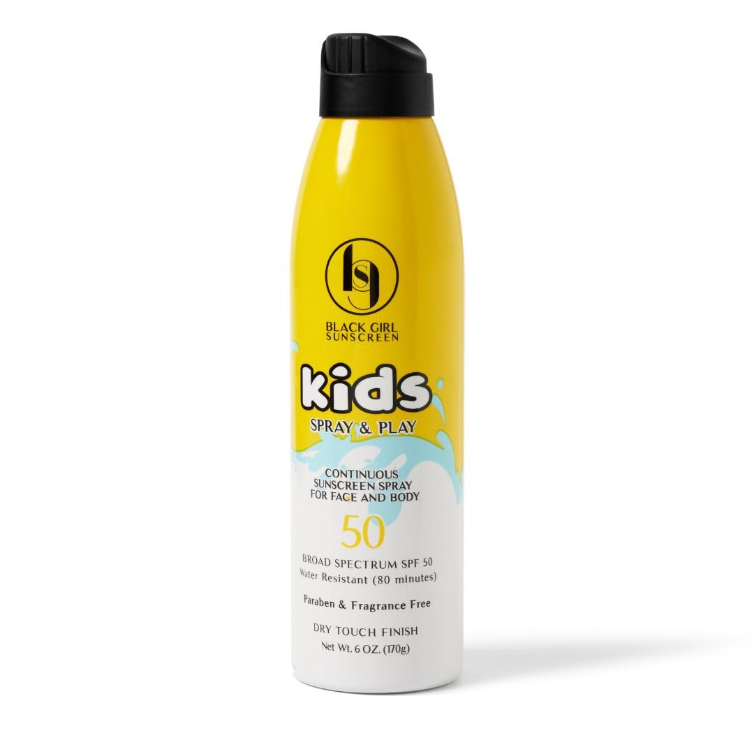 Black Girl Sunscreen Kids SPF 50 Sunscreen Spray N Play,Vegan & Water-Resistant,Will not Leave White Residue,Dry touch finish,No