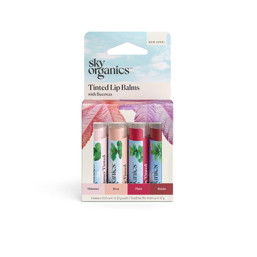 Sky Organics Tinted Lip Balms with Beeswax and a Rich Nourishing Blend of Plant Oils, Moisturizing Lip Balm to Lock In Moisture 