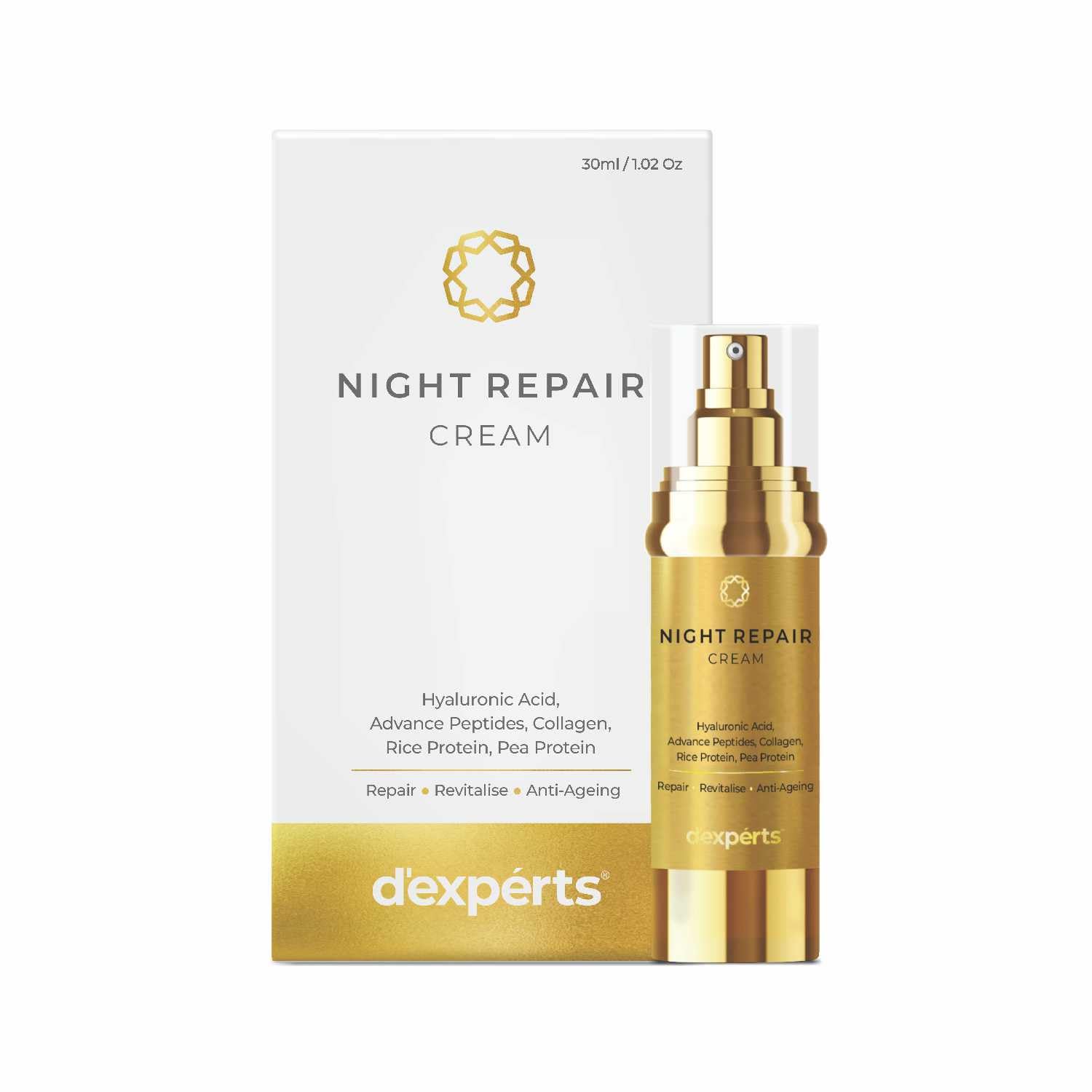 Brinton DExperts Night Repair Cream With Hyaluronic Acid, Advanced Peptide, Collagen, Rice & Pea Protein | Deep Nourishment & Sk