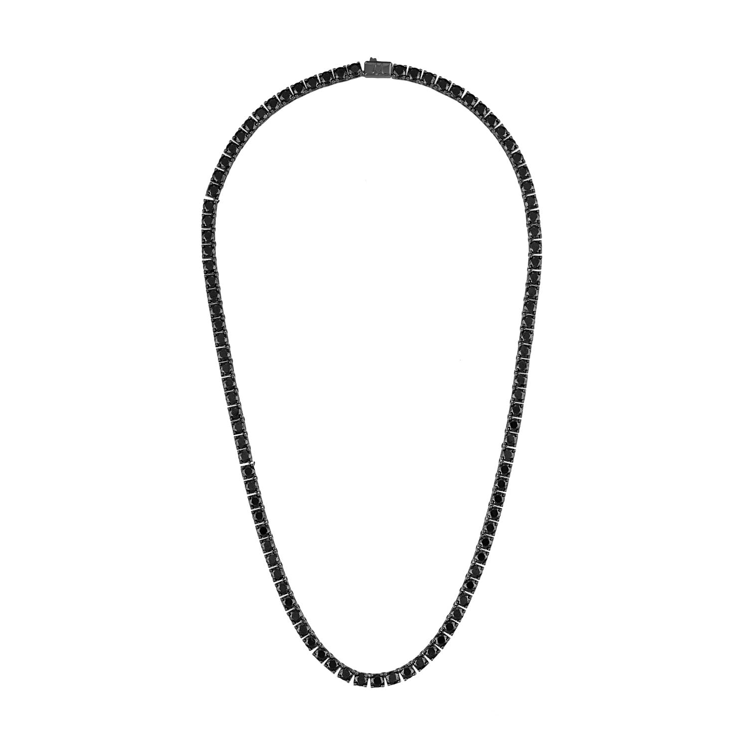 Bulova Jewelry Mens Classic Black Ruthenium Plated Sterling Silver Tennis Necklace with 5mm Black Spinel, Length 22 Style: BVC1