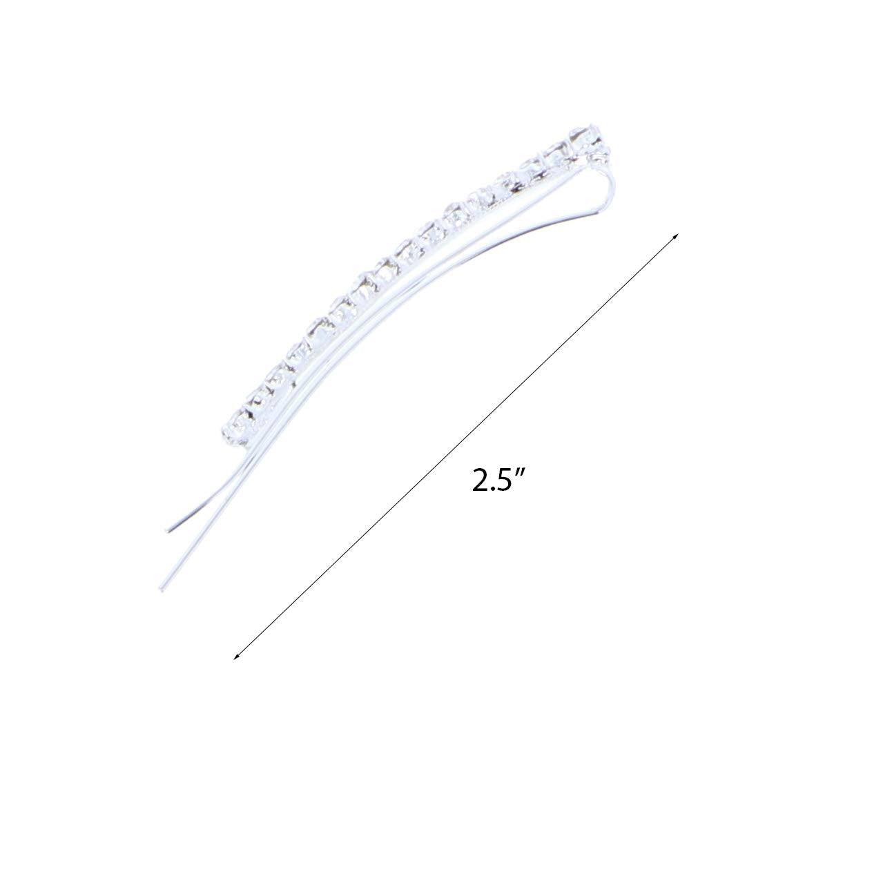 Clear Rhinestone Studded Hair Barette Bobby Pin Clip | 4 Count | Silver