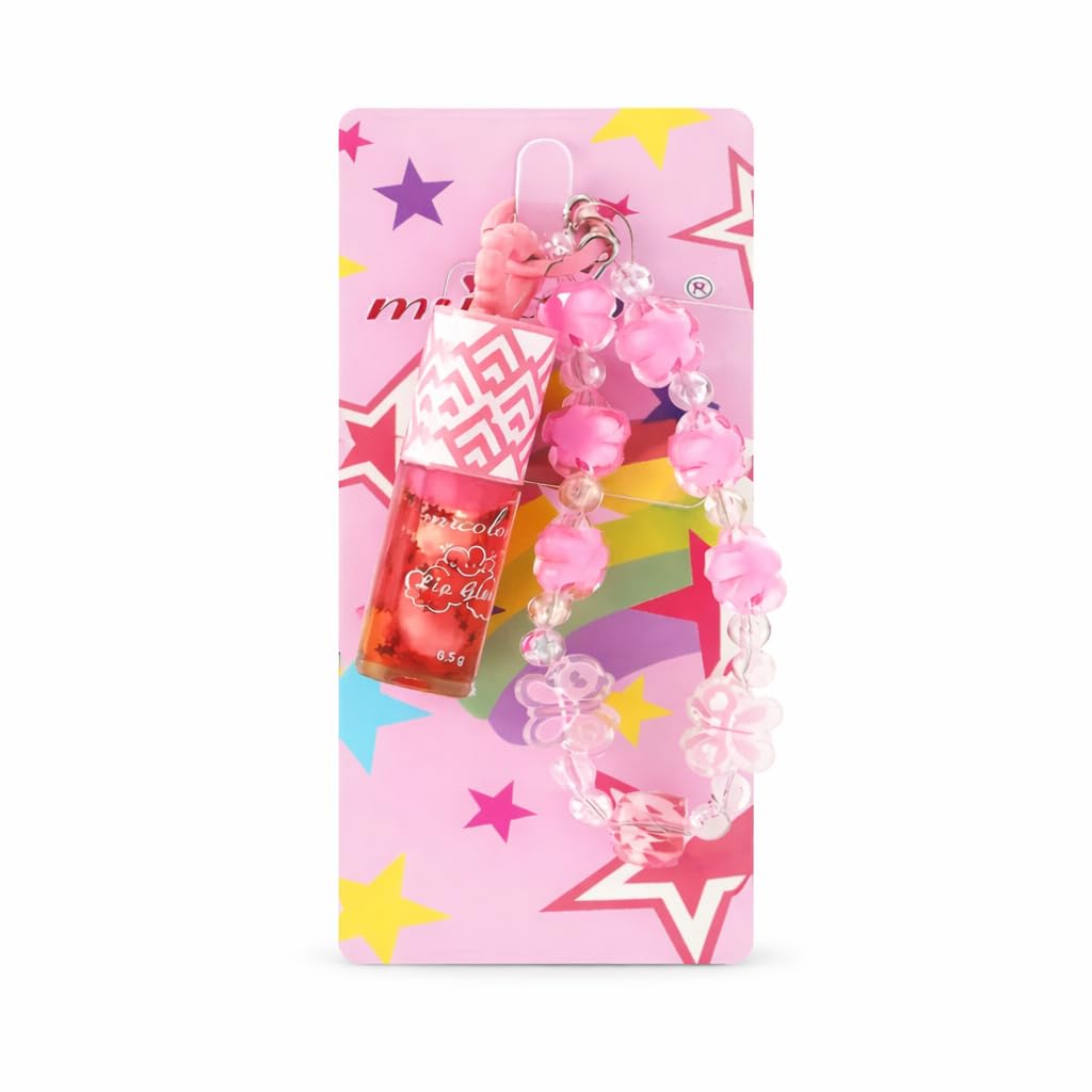 Viral Korean Keychain Design Kawaii Longwear Hydrating Lip Care NonSticky Waterproof Color Changing Pink Lipgloss