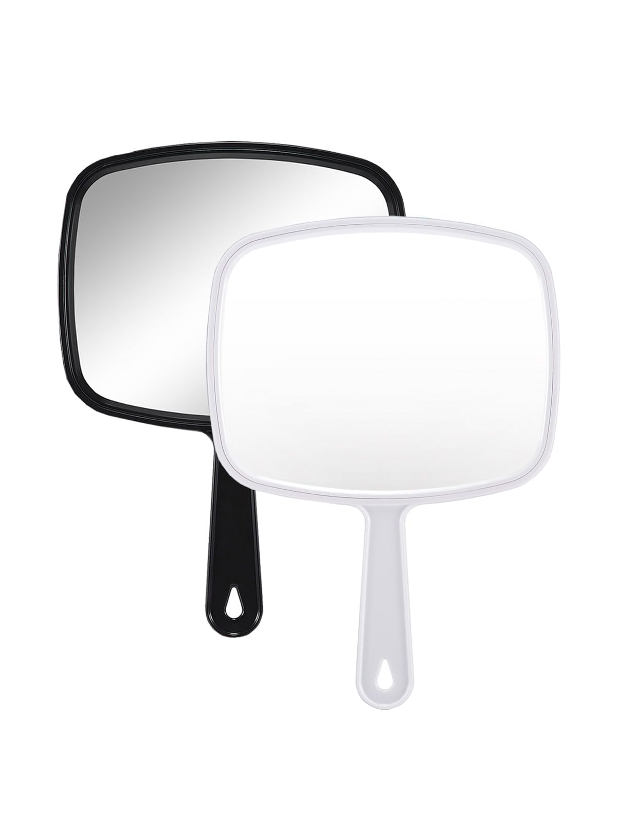 Gladmart Hand Mirror Salon Barber Hairdressing Handheld Mirror with Handle(Square,Black and White,7.4 x 10.3 inches), 2PCS, Blac