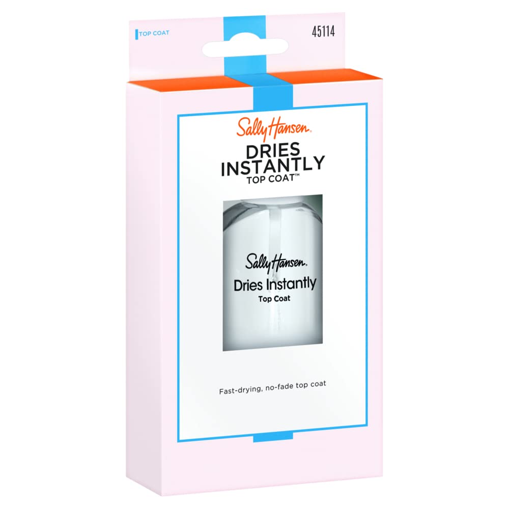 Sally Hansen Dries Instantly Top Coat Nail Polish For Women, No Fade, 0.45 Fl Oz, Fast Drying Nail Color Protection, Resists Smu