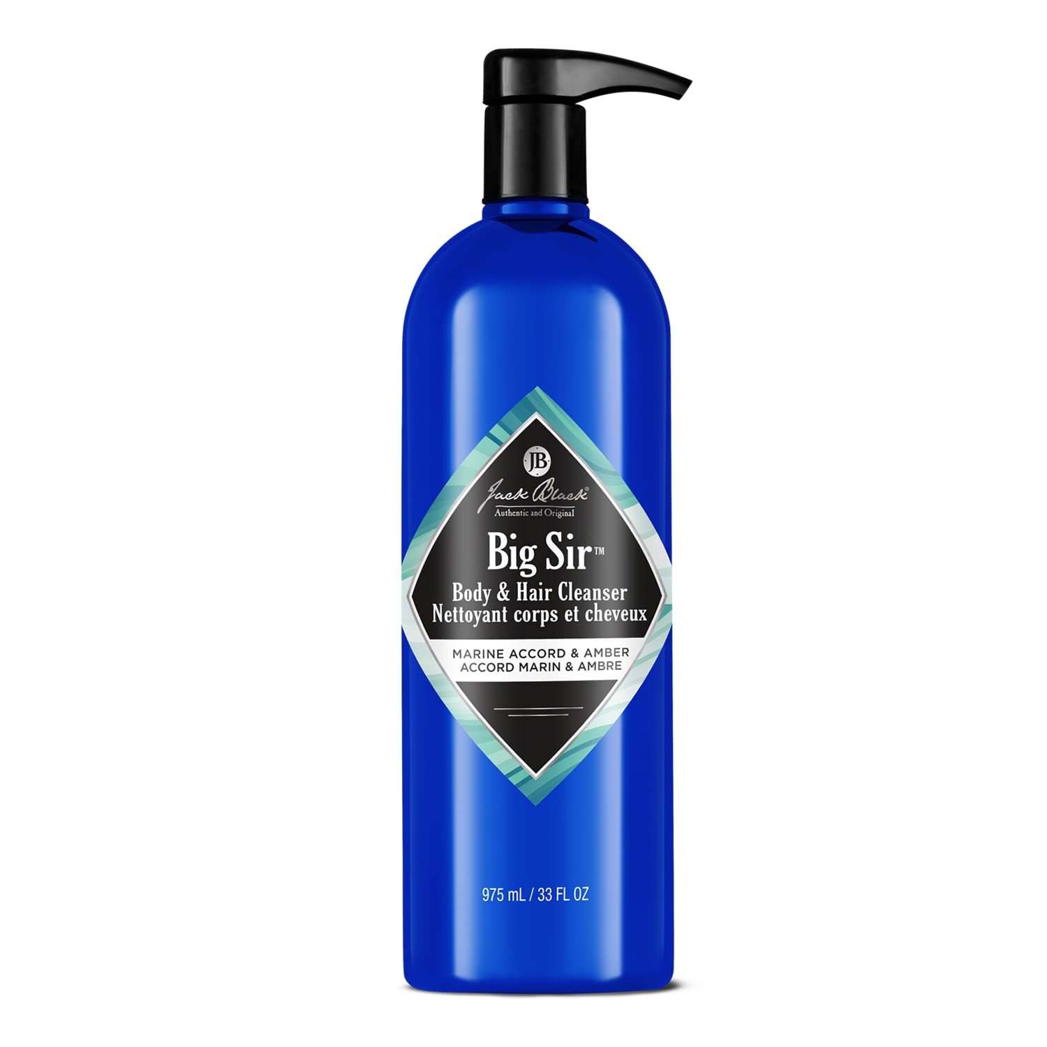 Jack Black Big Sir Hair & Body Cleanser, 33 Fl Oz - Marine Accord & Amber - Mens Body Wash, Shampoo Wash, Dual-Purpose Mens Clea