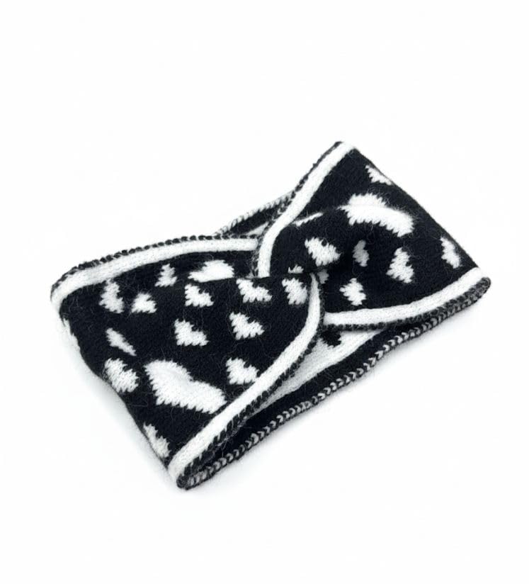 Capznmore Chic Heart Pattern Knit Headband | Soft Twisted Turban Ear Warmer For Sports, Fashion & Skincare For Women And Girls B