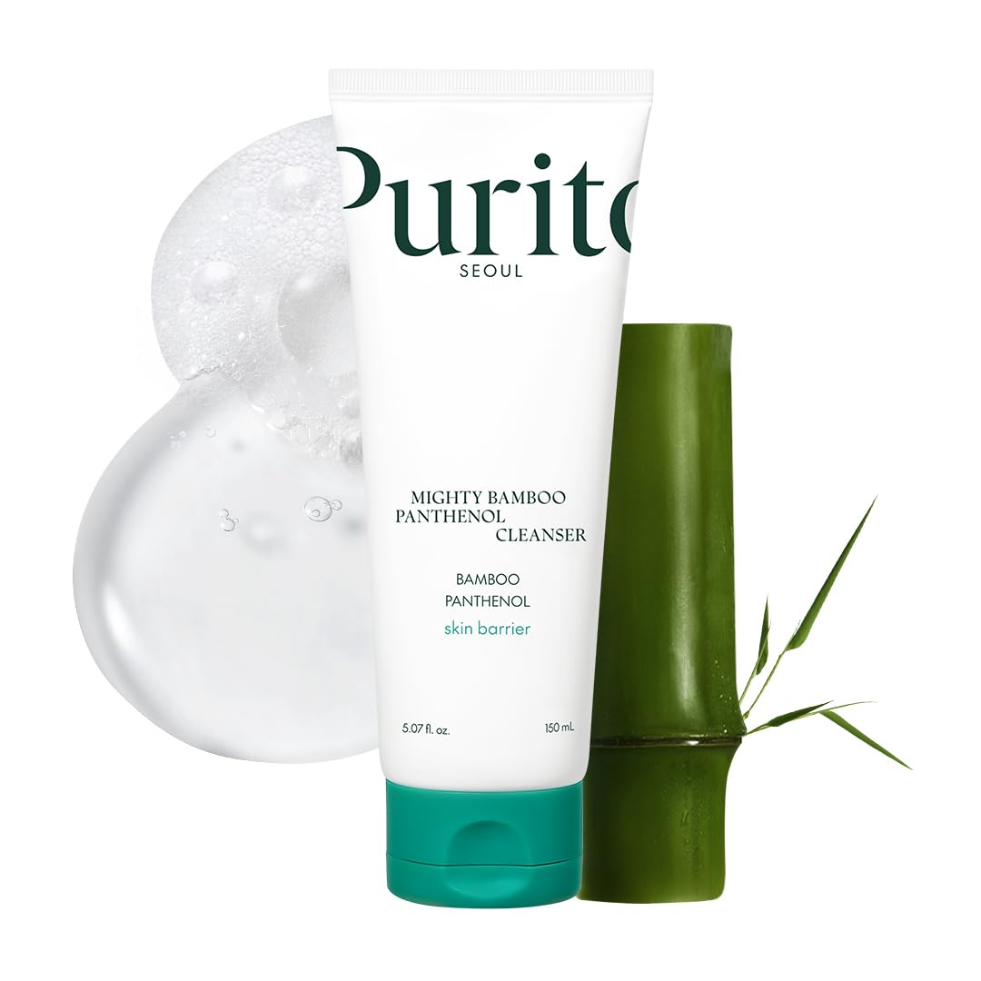 PURITO Mighty Bamboo Panthenol Cleanser, Gentle Face Wash for Moisturizing, for Sensitive Skin, Vegan & Cruelty-Free Face Cleans