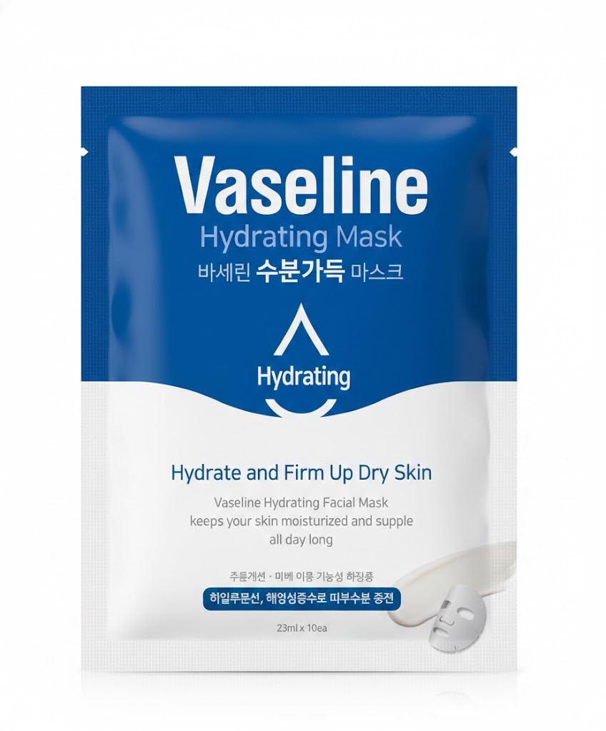 Vaseline Hydrating Sheet Mask For Dry Skin  Deep Moisture & Firming Face Mask, Hydrate And Firm Up Skin, Korean Facial Mask For