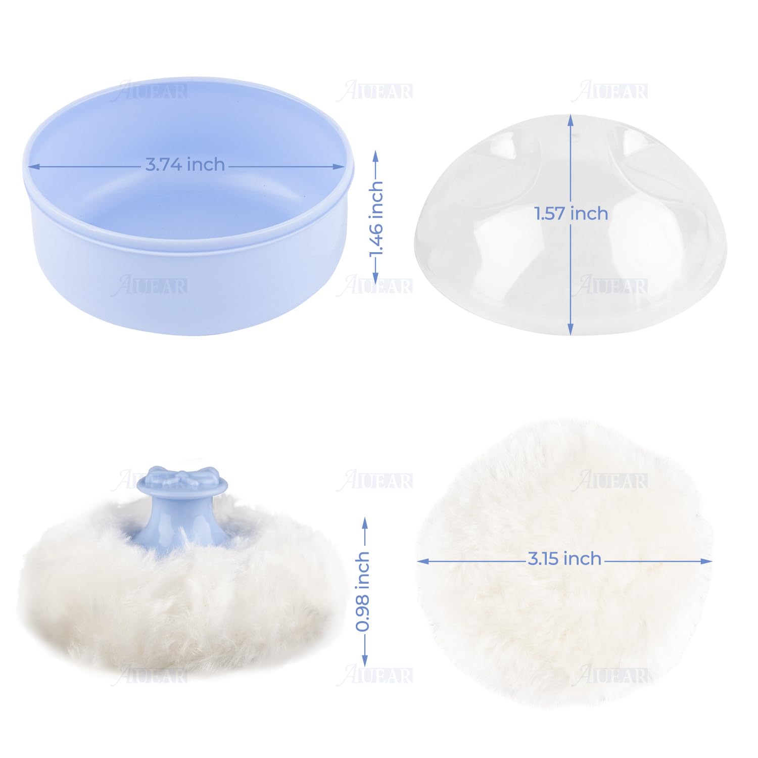 Auear, Set Of 2 Body Cosmetic Powder Puff Sponge Box Case Container 3.74X2.95 Inch For After-Bath Powder To Use