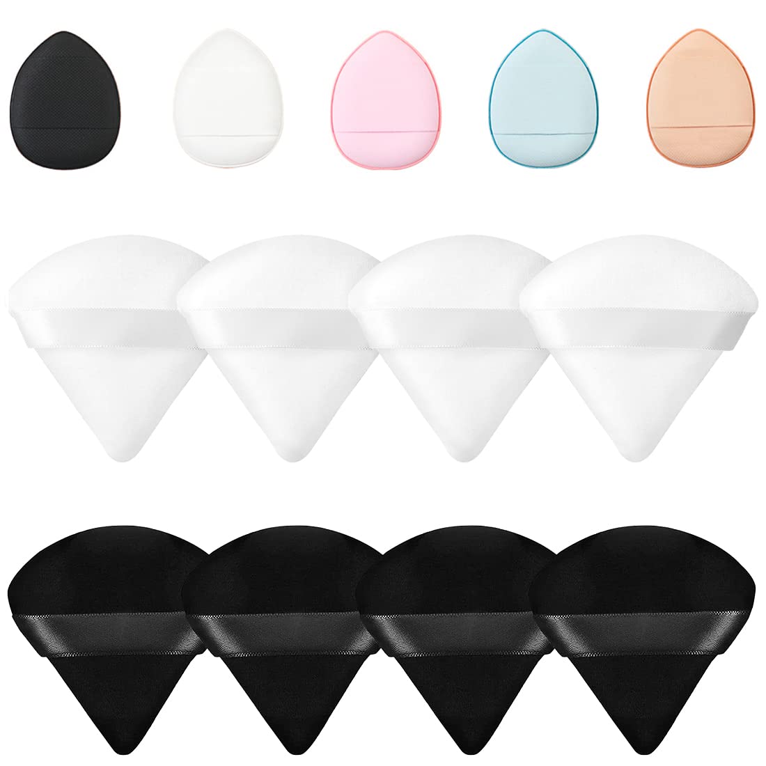 8 Facial Soft Triangle Puffs, 5 Makeup Mini Puffs, Wet And Dry Makeup Tools, Used For Powder, Mineral Powder, Body Powder, Found