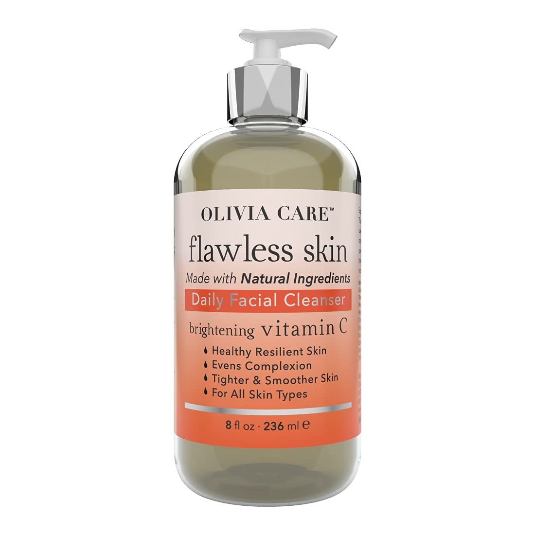 Olivia Care Vitamin C Daily Brightening Facial Cleanser - All Natural Moisturize, Hydrate, Cleanse - Brighten Age Spot, Tighter 