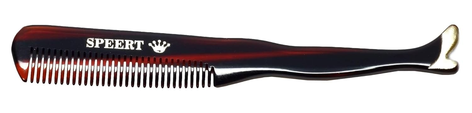 Speert #1619 Acetate Tortoise Mustache Comb Men Thick Coarse Curly Cut Beard Grooming Barber Styling Handmade In Switzerland