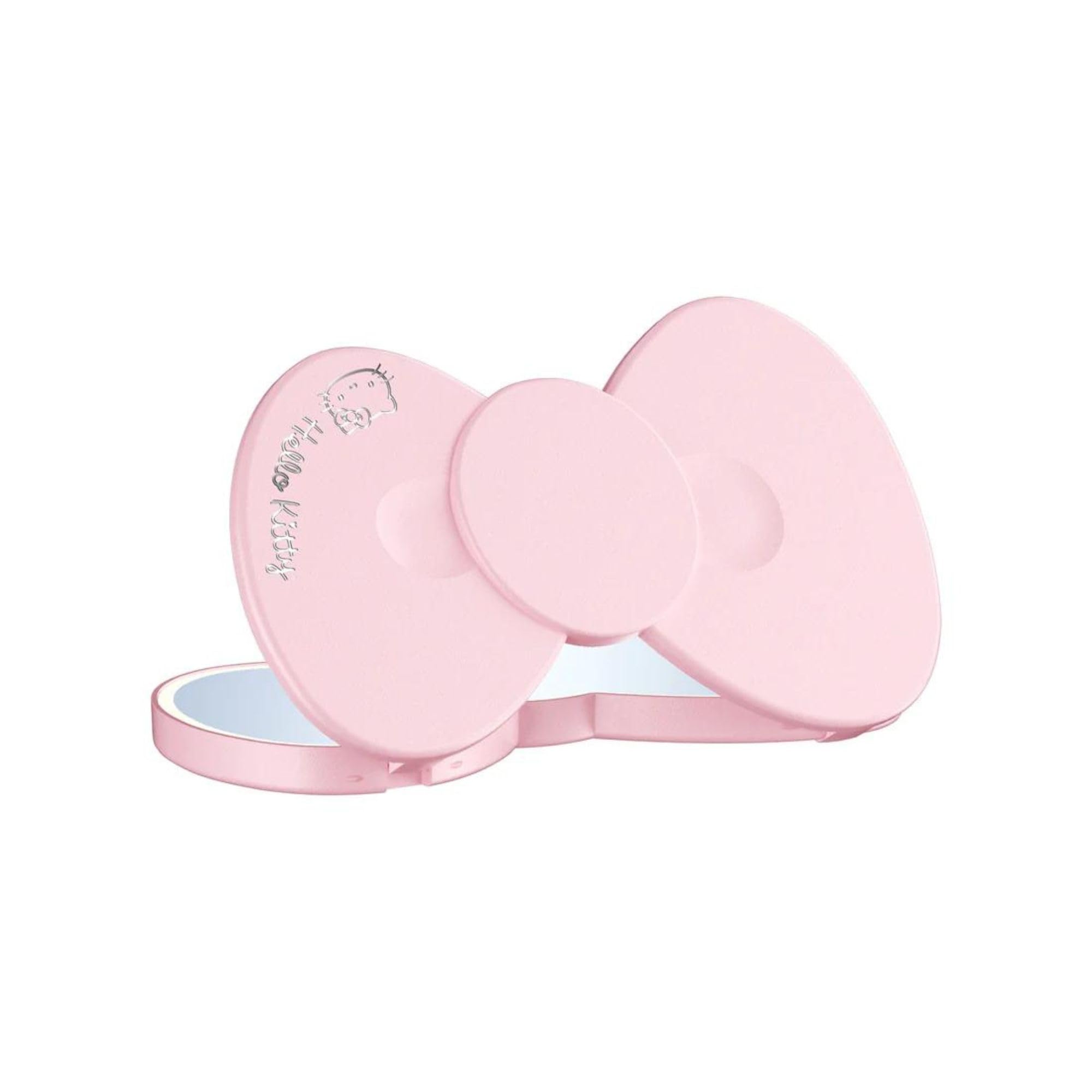 Impressions Vanity Hello Kitty Bow Led Compact Mirror, Double Sided Cute Travel Makeup Mirror, Soft Touch Button With Slide Down