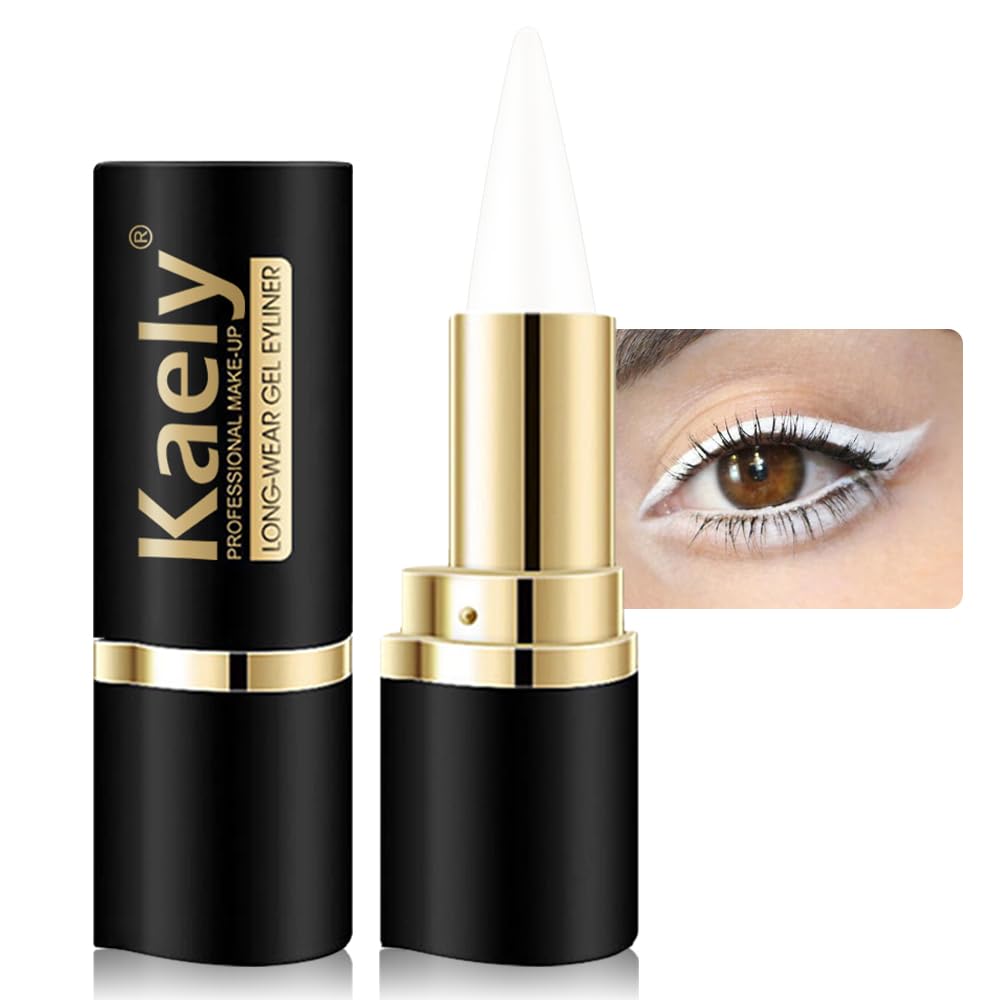 Kaely White Gel Eyeliner Pencil,Waterproof Smudge Proof Eye Liner Pen,Cat Eye Goth Halloween Makeup,Eye Black Face Paint Lipstic