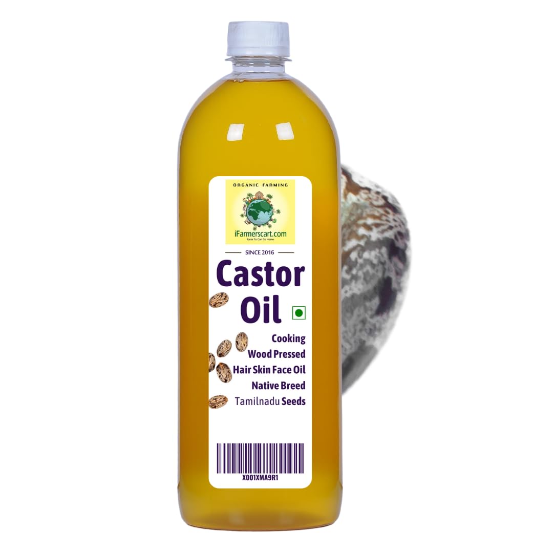 Ifarmerscart Castor Oil Wood Pressed Pure Cold-Pressed Arandi Oil By Farmers Society | Edible | Hair Growth Skin Care Moisturize