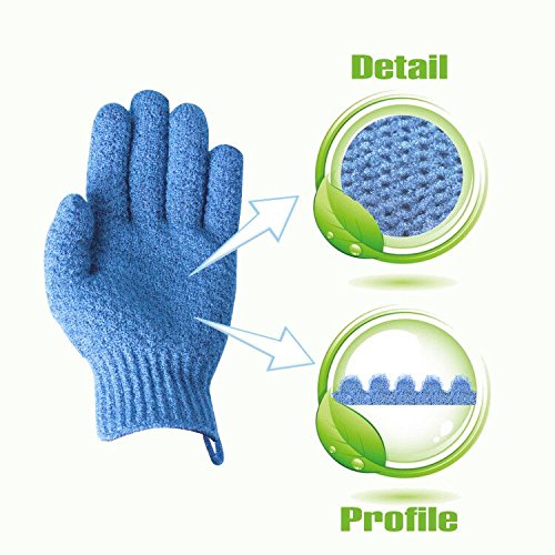 Evridwear Exfoliating Dual Texture Bath Gloves For Shower, Spa, Massage And Body Scrubs, Dead Skin Cell Remover (2 Pairs Moderat