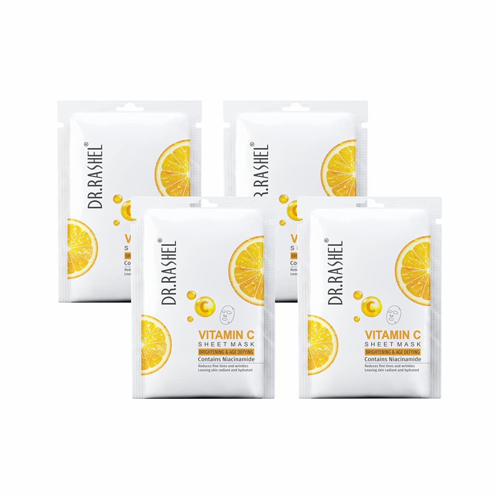 Dr.Rashel Vitamin C Face Sheet Mask With Serum For Women And Men | All Skin Types | Deep Cleansing & Oil Control | Repairing & N