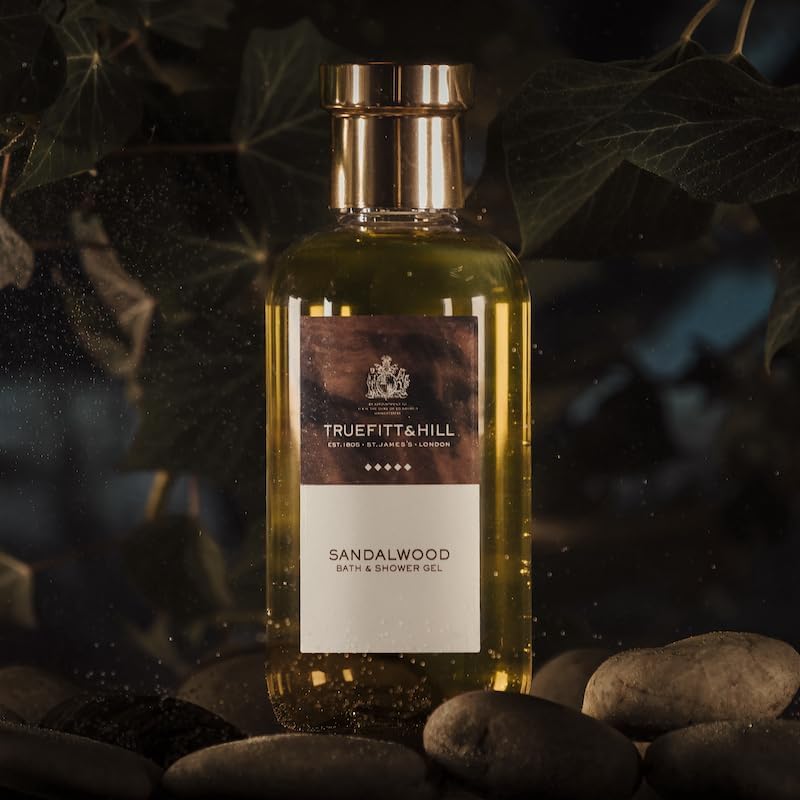 Truefitt & Hill Premium Luxury Bath & Shower Gel - Sandalwood - Rich Lather, Deep Cleanse, And Refreshing Aroma - 6.7 Oz.