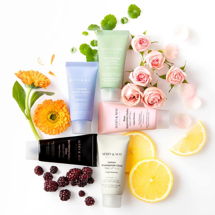 Mary&May Vegan Calendula Peptide Ageless Sleeping Mask - Overnight Hydration Face Gel Mask Korean Facial Mask - Soothing Acne, A