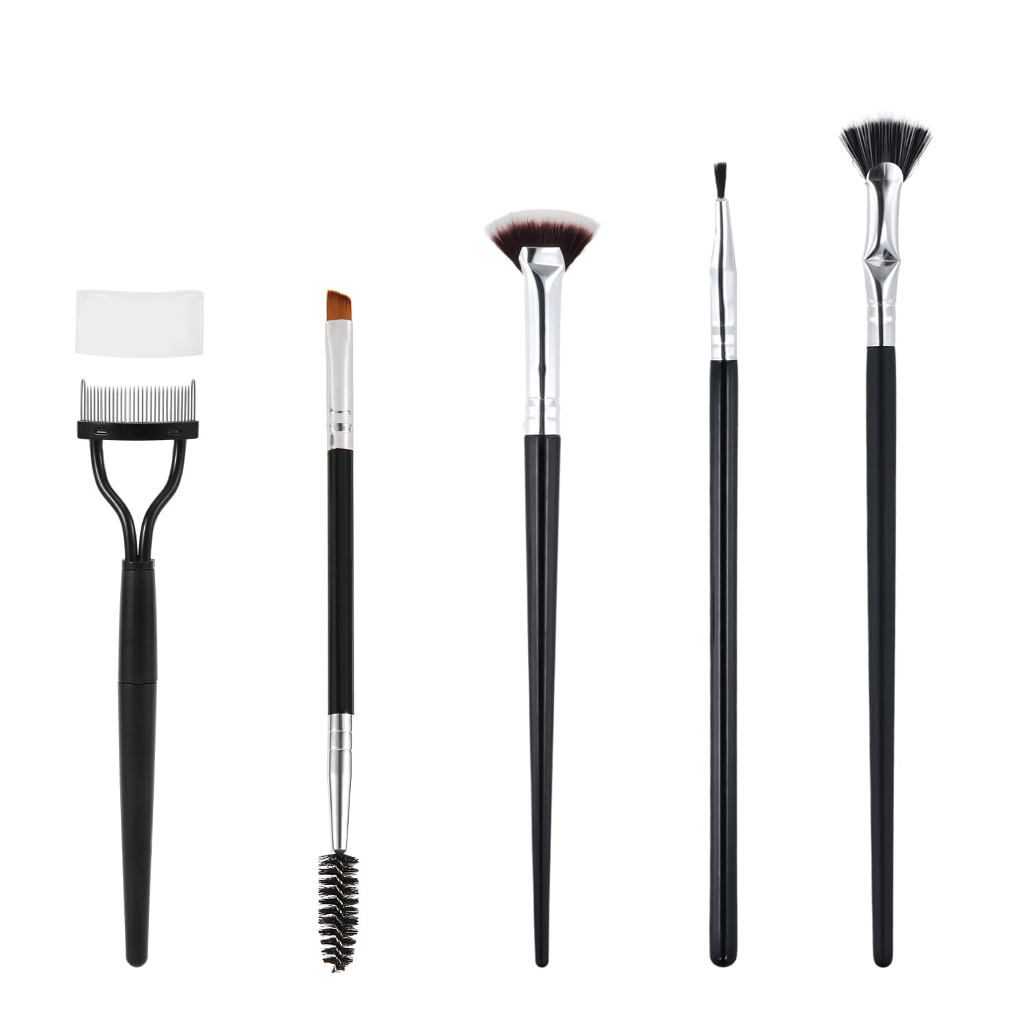 5pcs Makeup Brushes, Including Folding Angle Fan-Shaped Mascara Brush Scalloped Lash Brush Eyeliner Brush Foldable Steel Eyelash