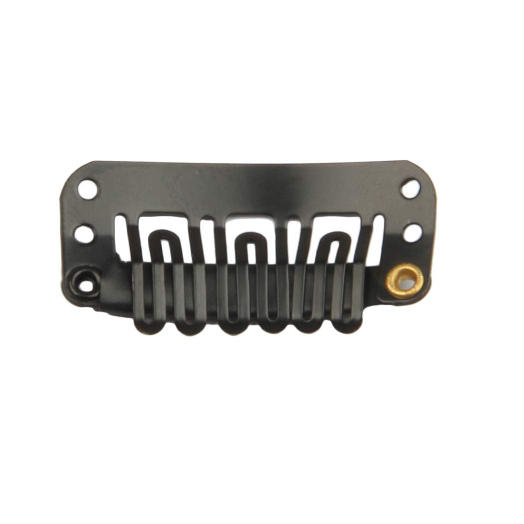 20 Pcs U-Shape Stainless Steel Snap Clips For Hair Extensions, Wigs, Hairpieces - Black Wig Accessories Clips & Combs