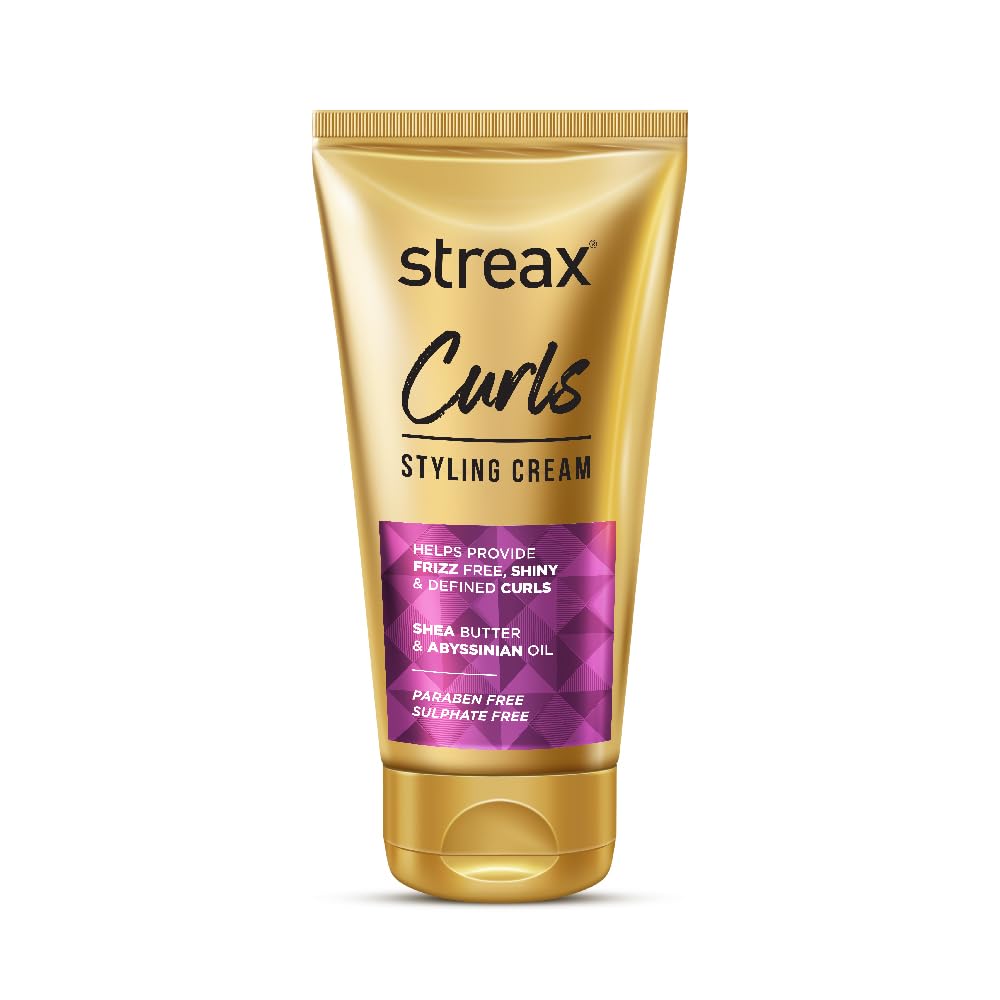 Streax Curls Styling Cream For Curly & Wavy Hair, 150Gm | Curl Defining Cream With Shea Butter & Abyssinian Oil | Anti-Frizz Lea