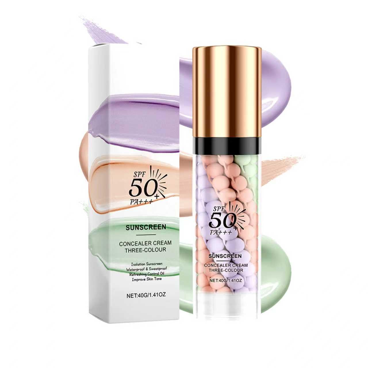 3 In 1 Primer for Face Before Makeup, Tinted Sunscreen Isolation Cream for Face SPF 50, One Step Color Corrector Makeup Primer, 