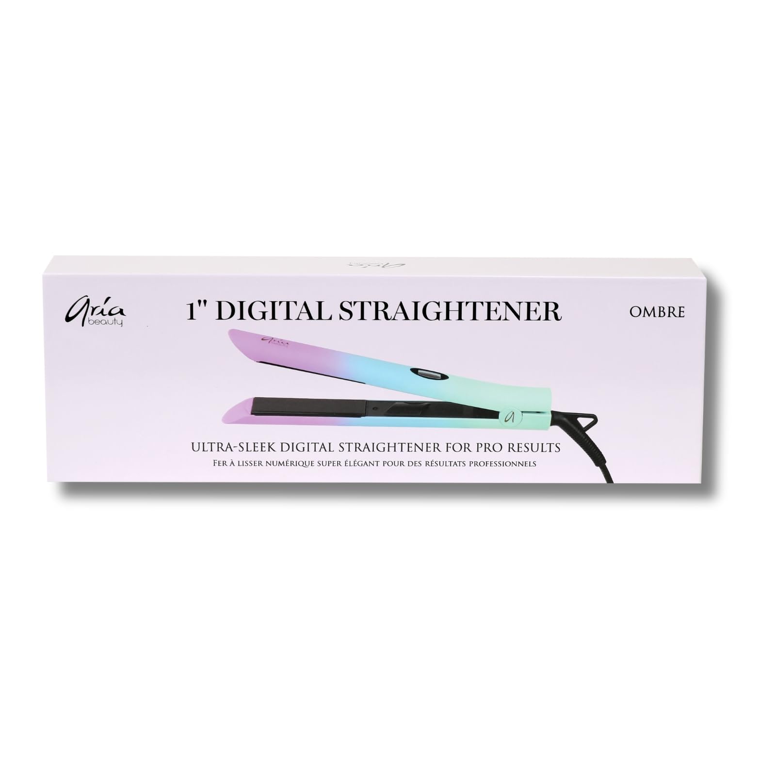 Aria Beauty Ultra Sleek Ombre Digital Hair Straightener - 1'' Tourmaline Ceramic Floating Plates, Quick Heat Up, Adjustable Temp