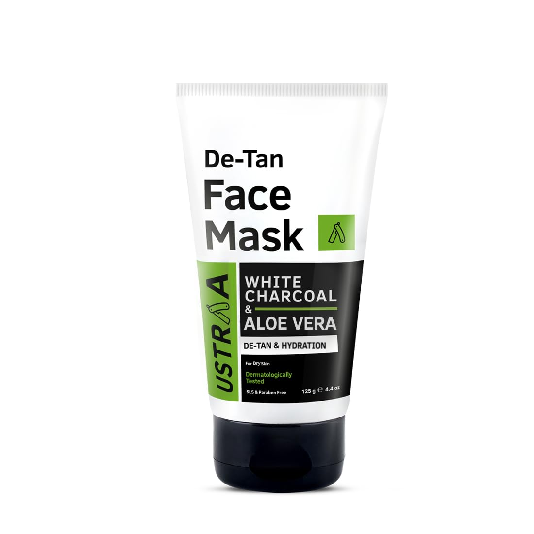 Ustraa DeTan Face Mask  Dry Skin  125 Gm  WashOff Mask | Effective Tan Removal With White Charcoal | Removes Dead Skin & Po