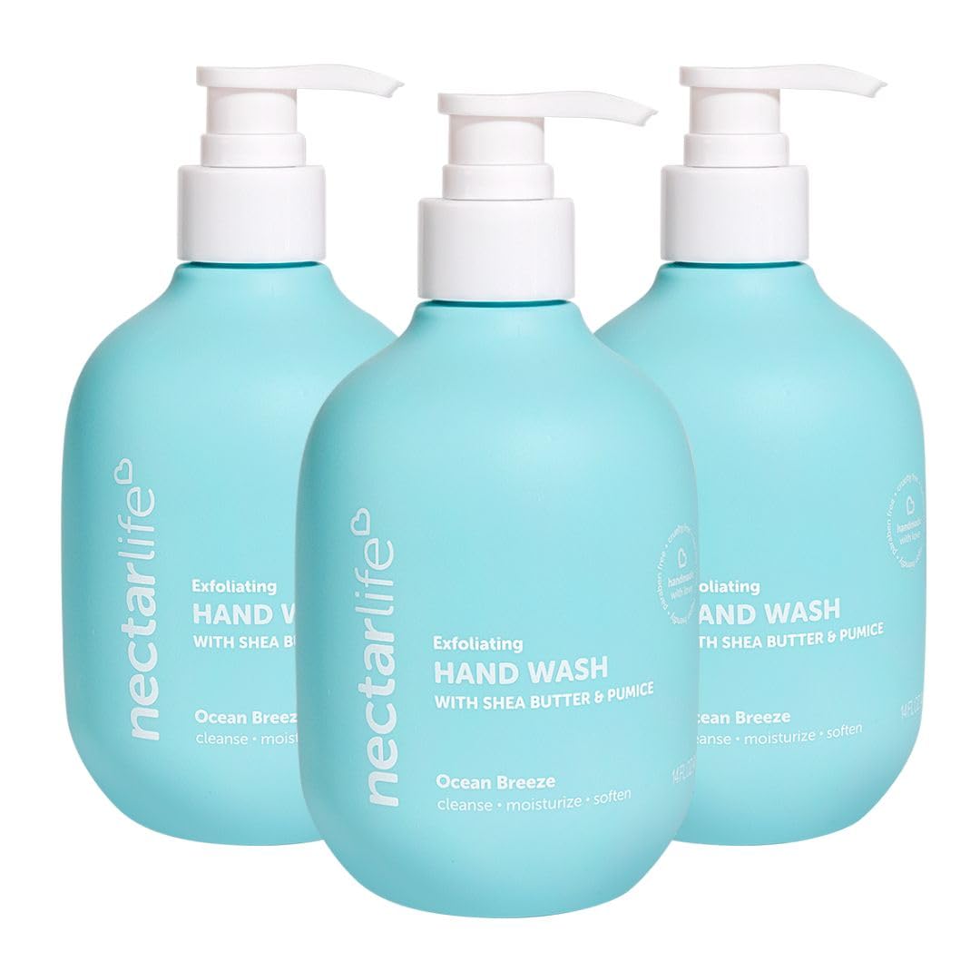 Nectar Life Exfoliating Hand Wash with Shea Butter & Pumice, Ocean Breeze Scent, Set of 3