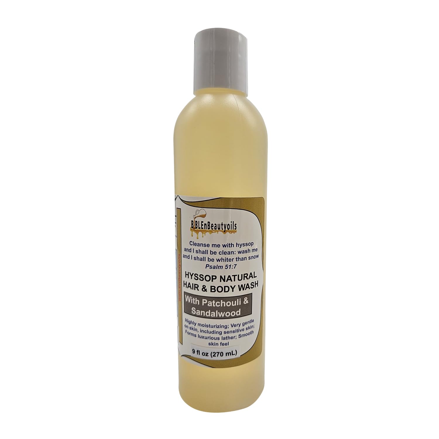 BIBLE N Beautyoils Cleanse Me With Hyssop Natural Hair and Body Wash, Organic Hyssop Infused Shampoo and Body Wash for Nourishin