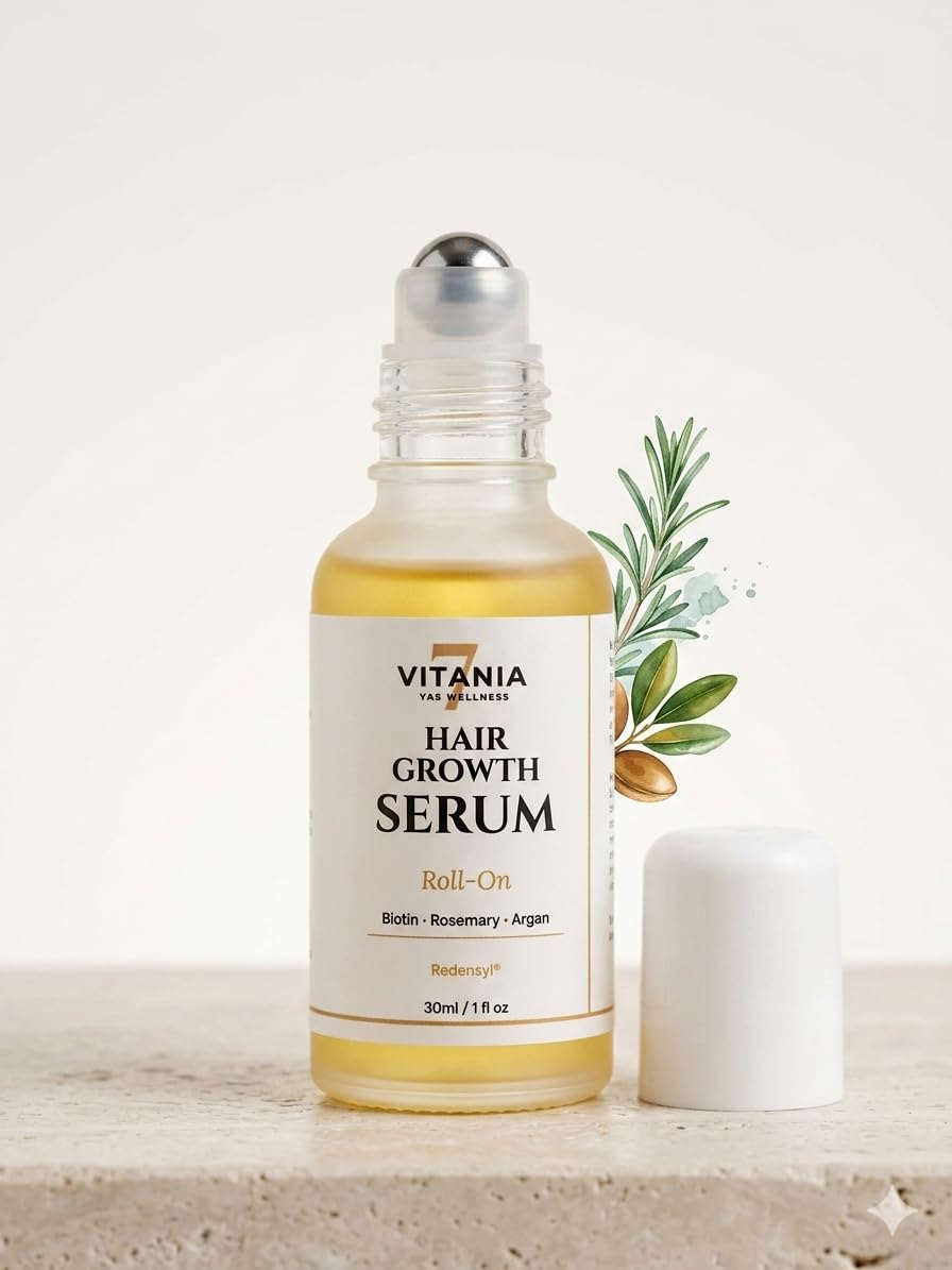 VITANIA Hair Growth Serum Roll On  with Biotin, Rosemary for Hair growth, Argan, Redensyl, Serum for Hair Loss & Regrowth for M