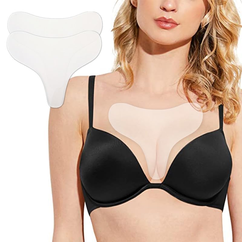 2Pack Silicone Chest Wrinkle Patches for Women, Reusable Decollete Pads for Sleep Lines, Overnight Breast Crease Smoother, Skin