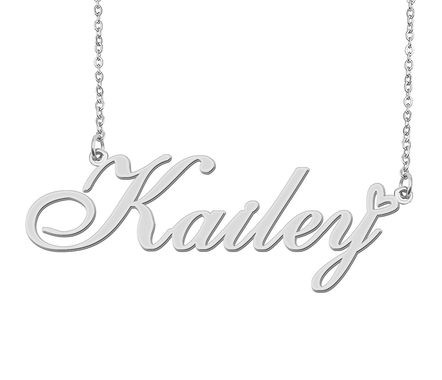 Aoloshow Stainless Steel Silver Kailey Heart Name Necklace Charm Pendant Jewelry for Mom Best Friends